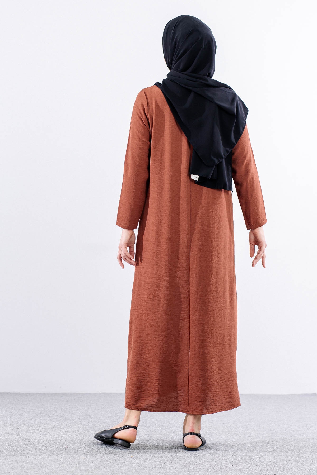 8406 Elbise 44-52 Ae Dugme - Kiremit - 5