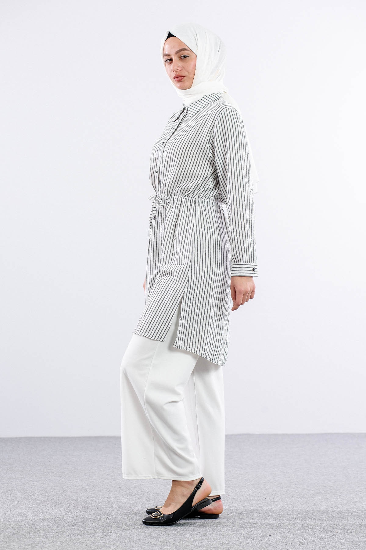 8418 Gömlek 44-52 Czg - Siyah_beyaz - 2