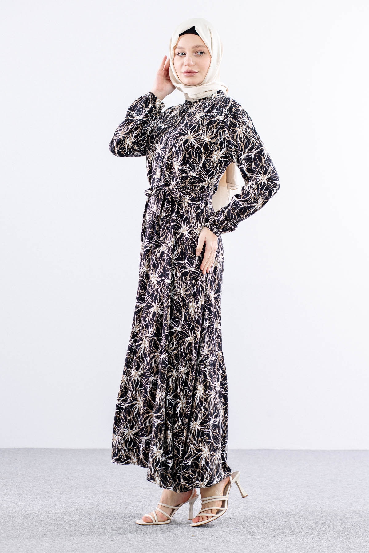 8428 Elbise 44-52 - Siyah - 3