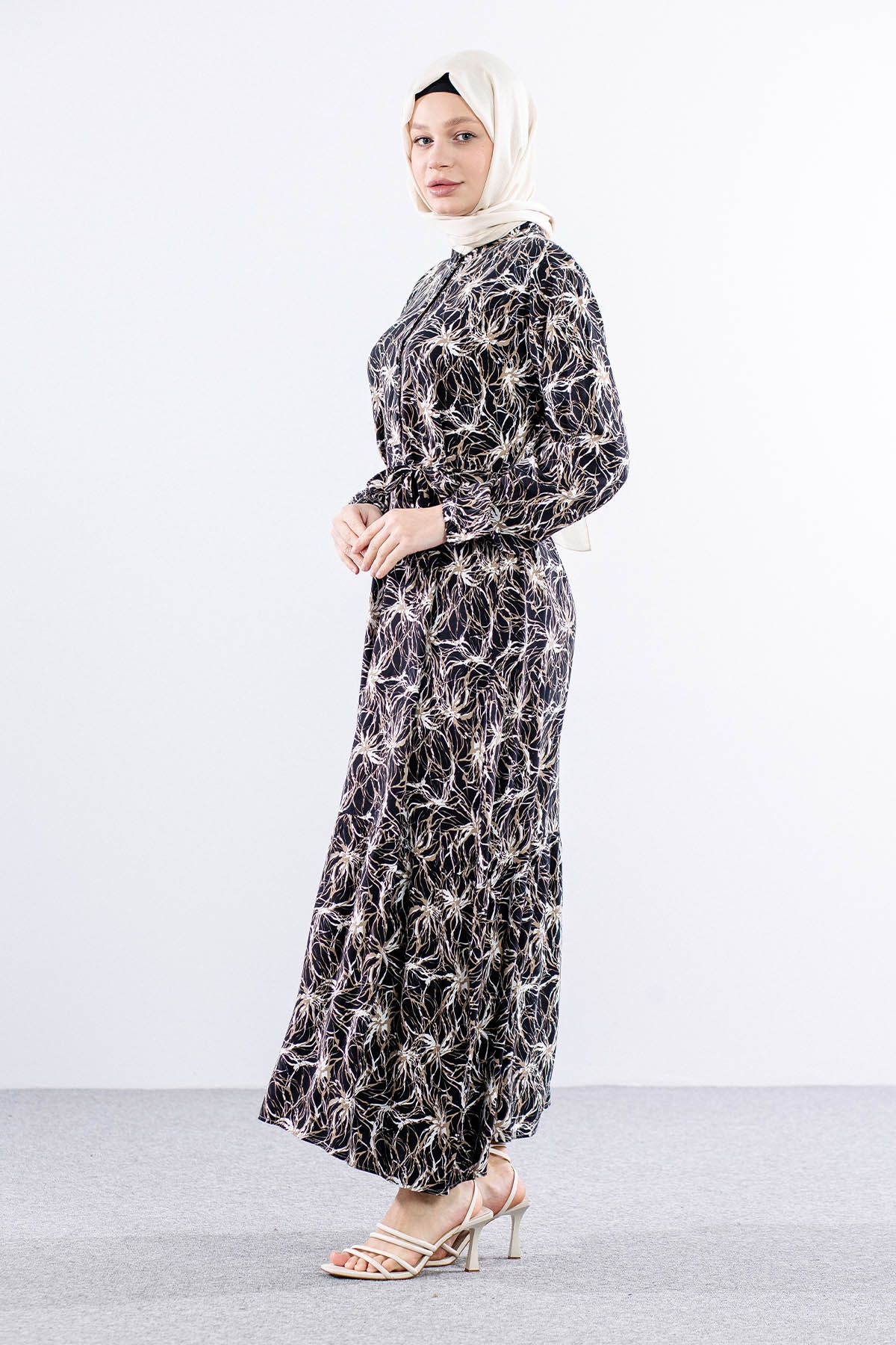 8428 Elbise 44-52 - Siyah - 4