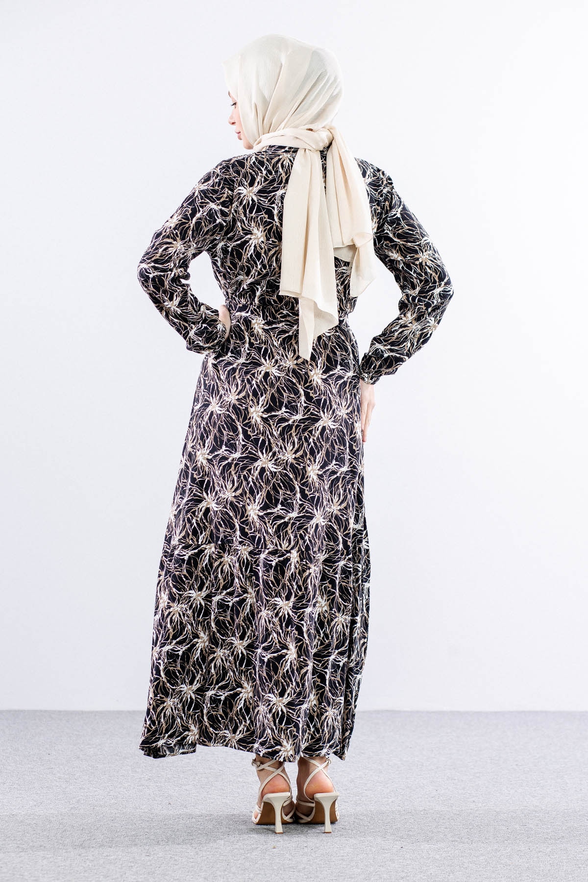 8428 Elbise 44-52 - Siyah - 5