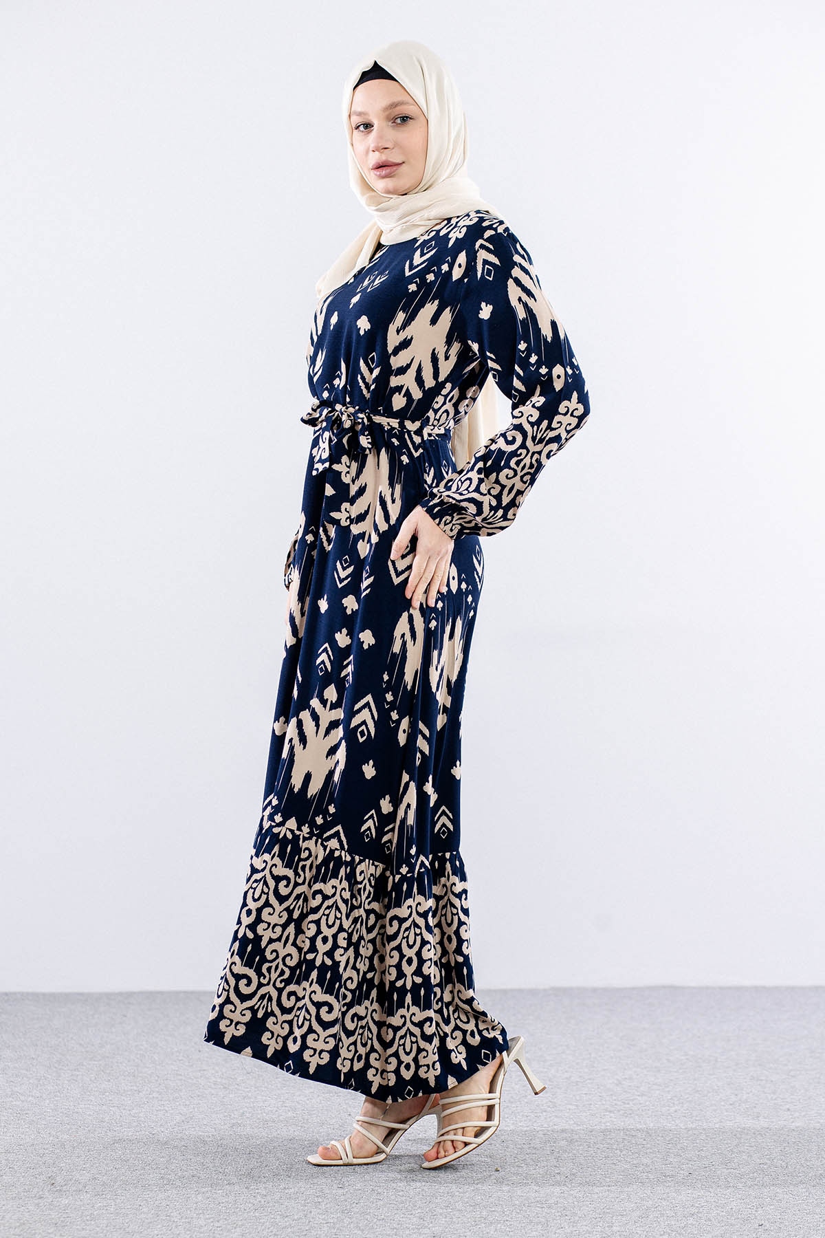 8438 Elbise 44-52 Ok - Lacivert - 3