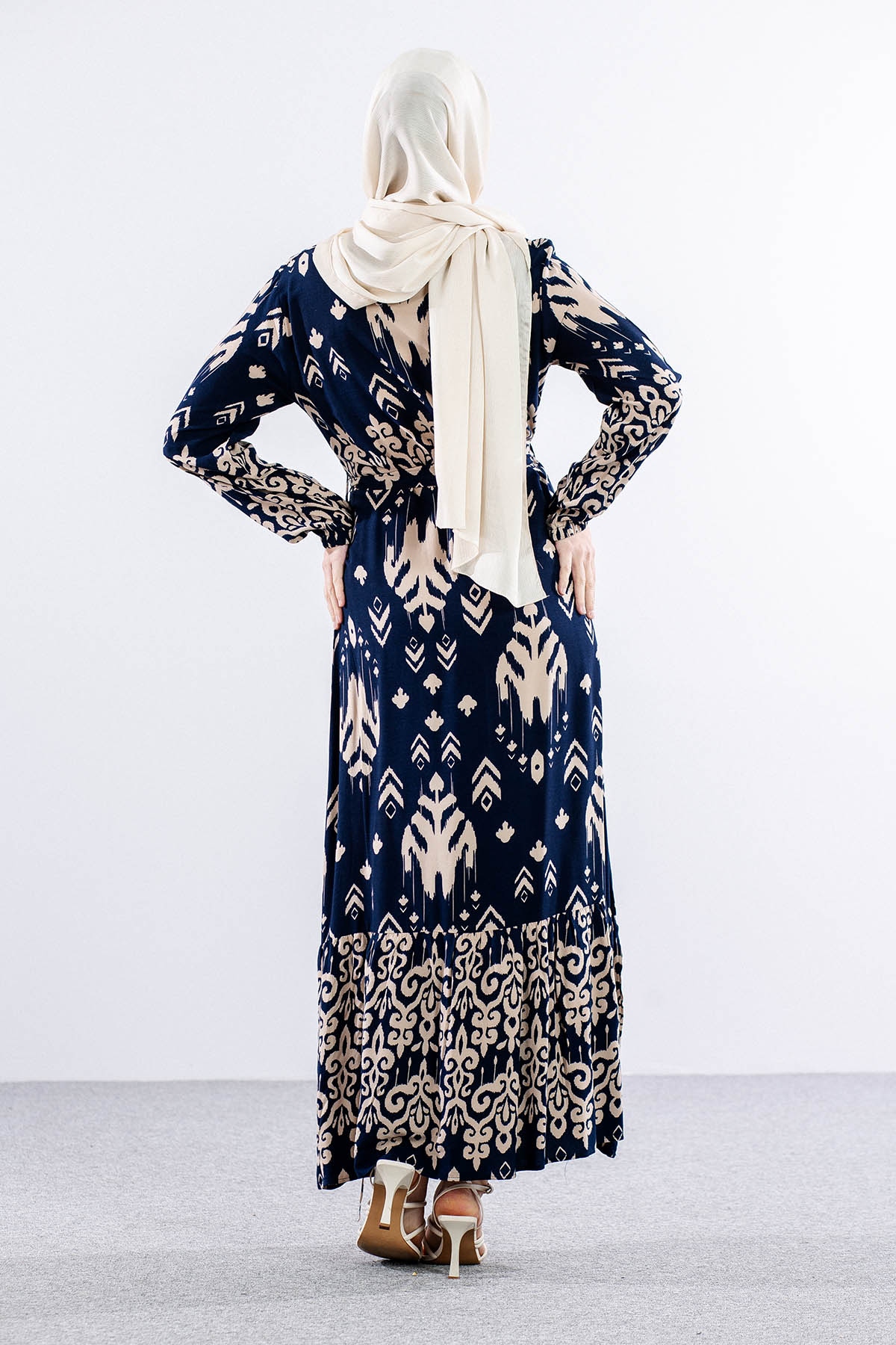 8438 Elbise 44-52 Ok - Lacivert - 4