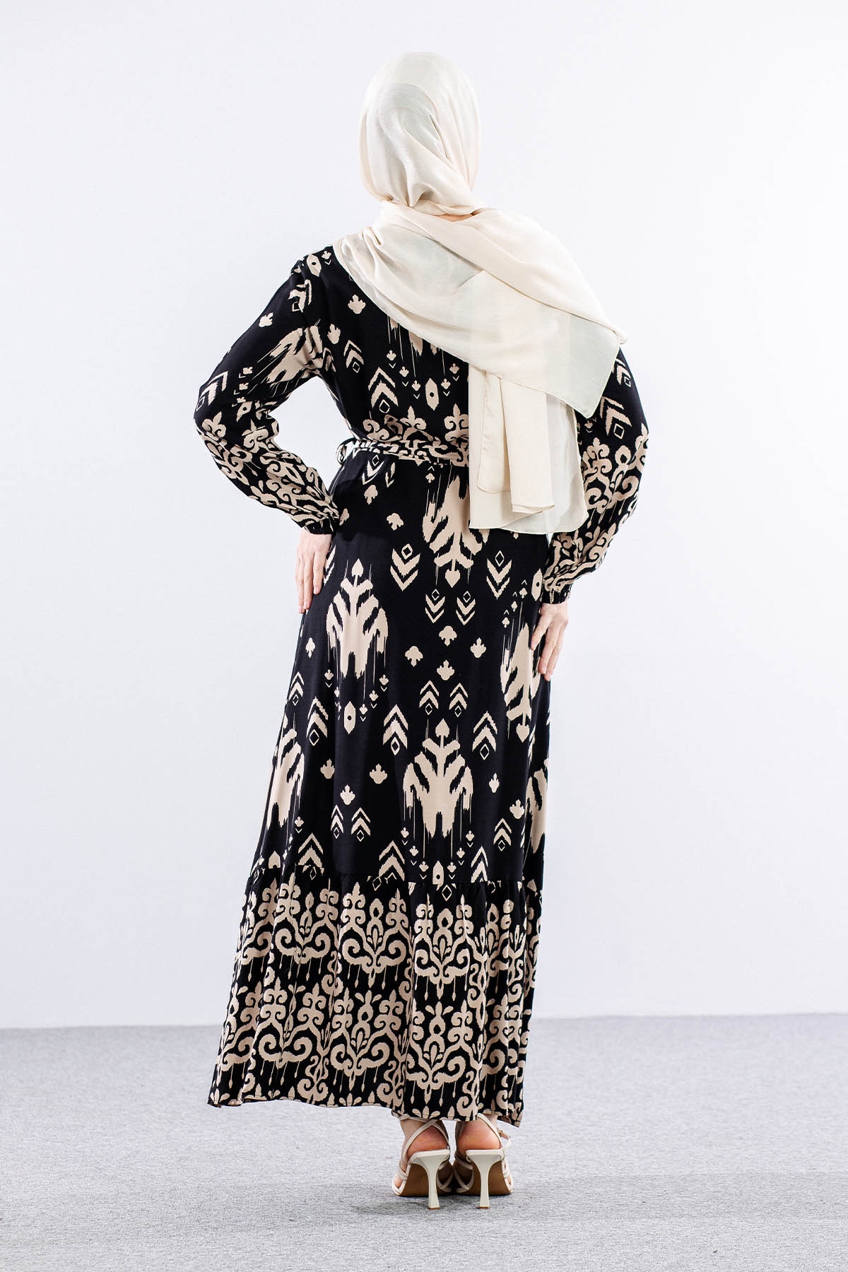 8438 Elbise 44-52 Ok - Siyah - 5