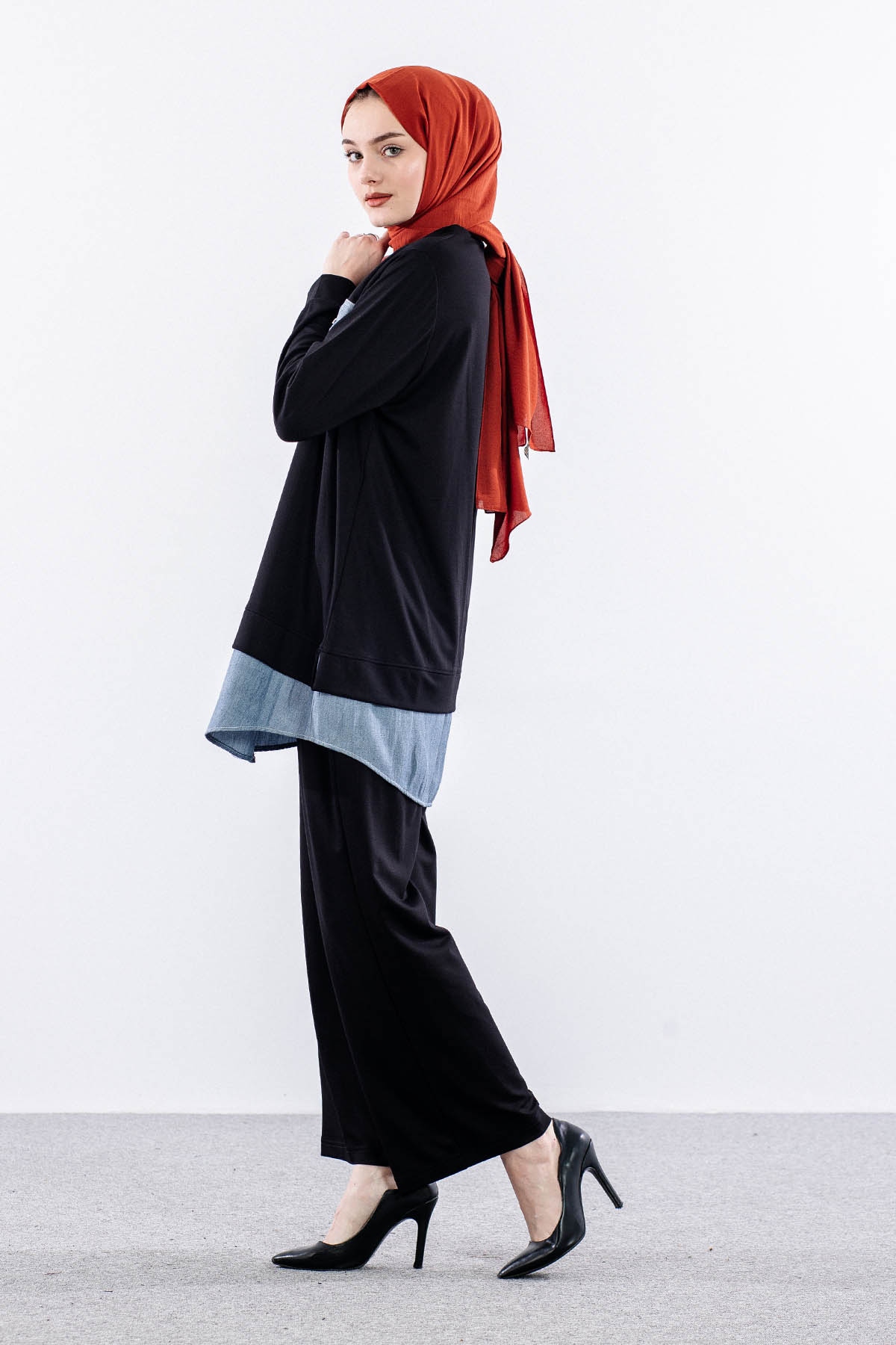 844-58 Tunik 40- Etekucu Kot Garni - Siyah - 3