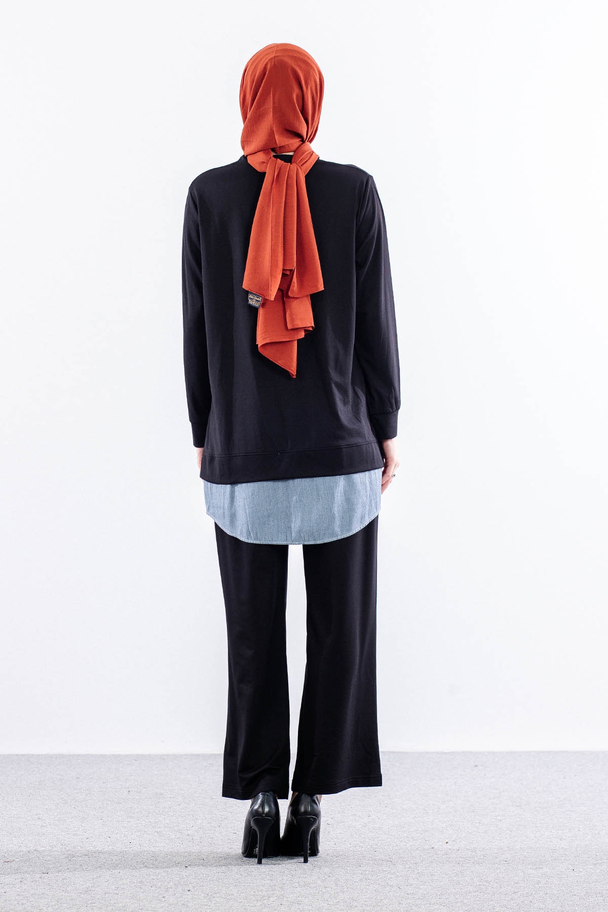 844-58 Tunik 40- Etekucu Kot Garni - Siyah - 4