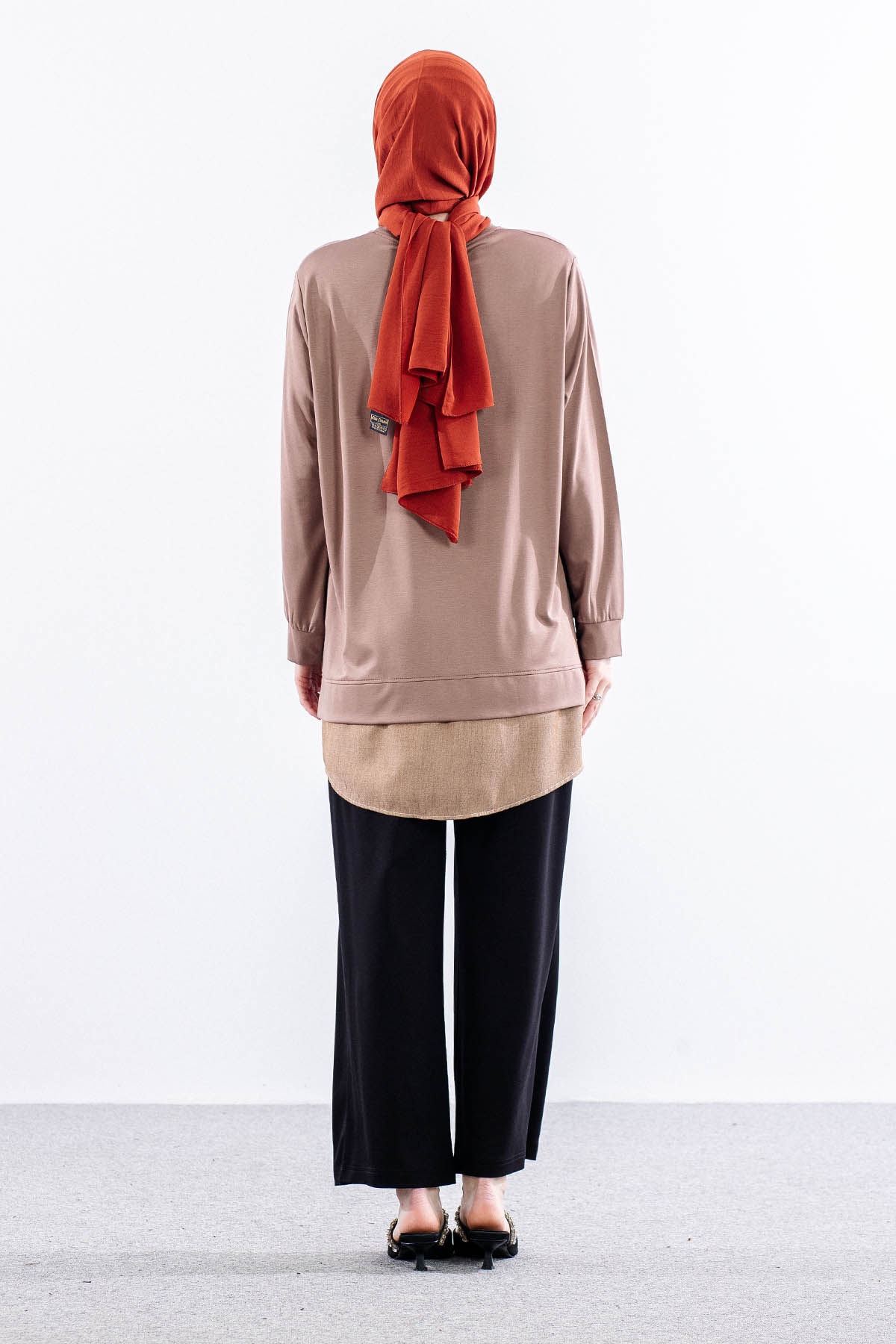 844-58 Tunik 40- Etekucu Kot Garni - Vizon - 5