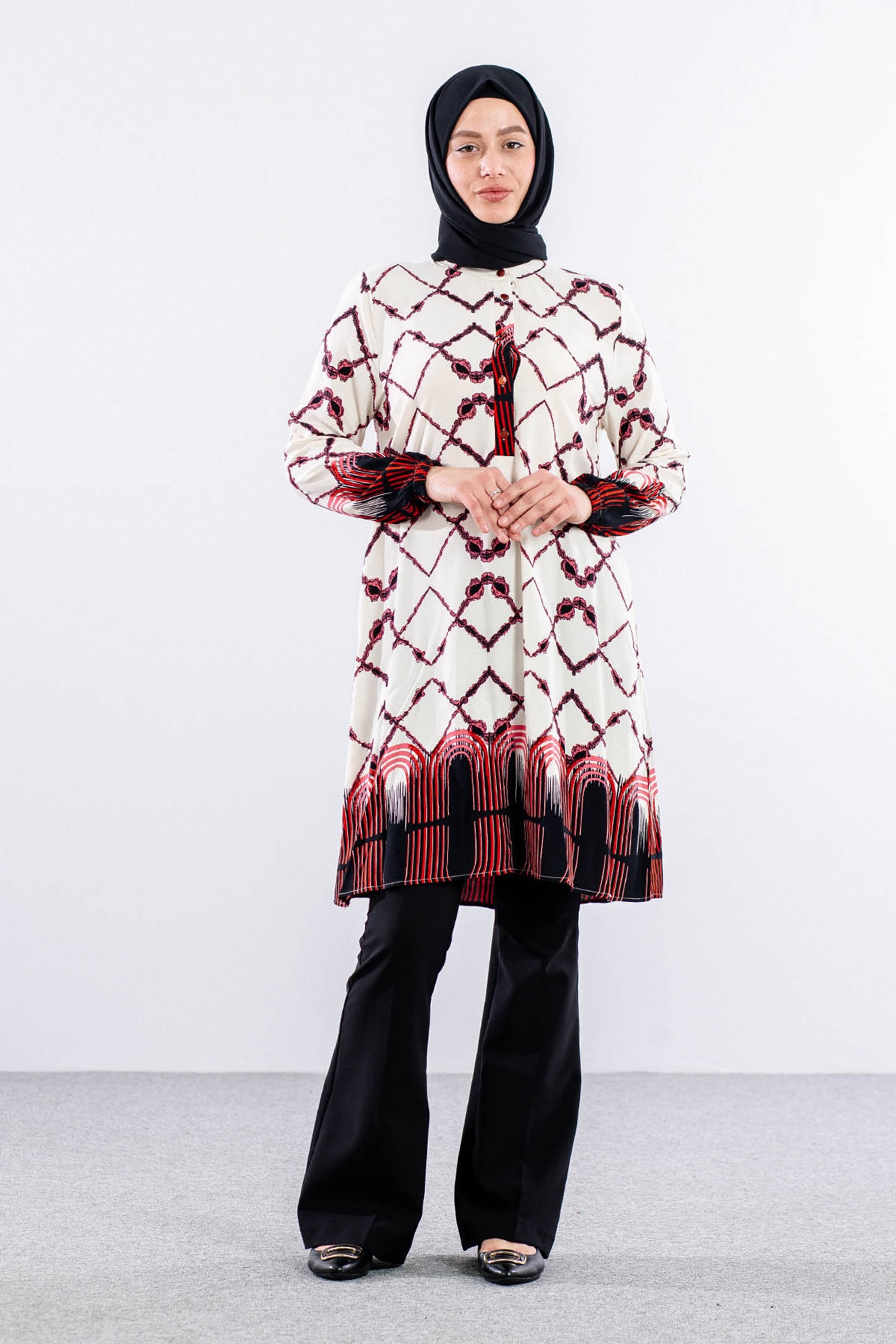 8440 Tunik 44-52 Dsn - Kirmizi - 1