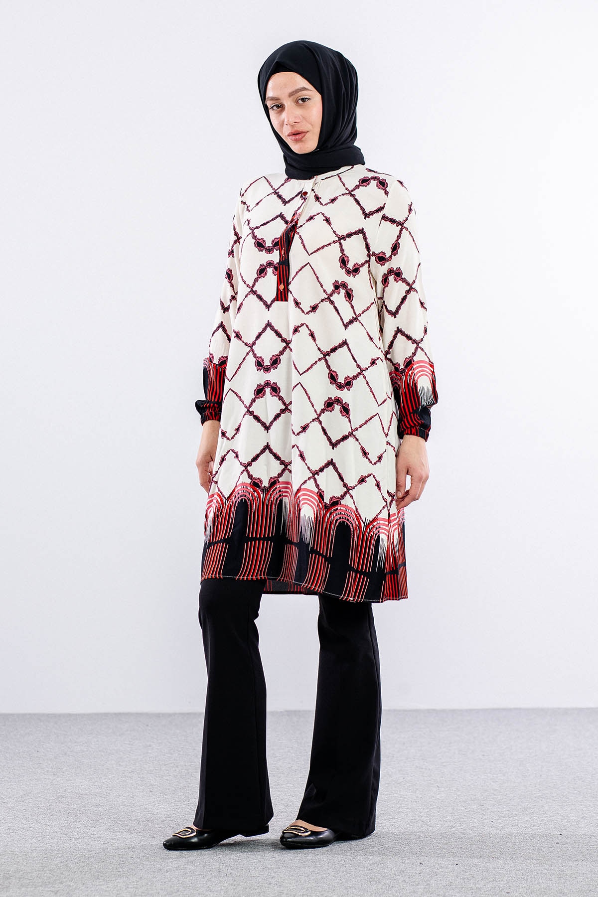 8440 Tunik 44-52 Dsn - Kirmizi - 2