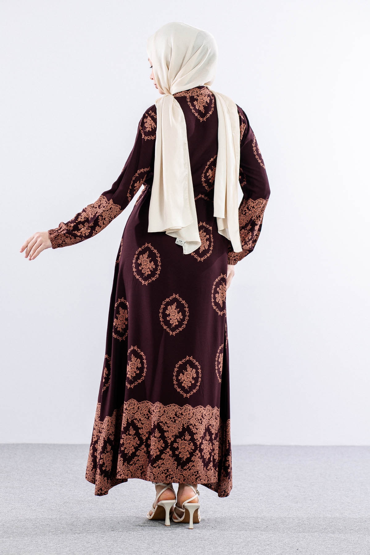 8441 Elbise 44-52 - Kahve - 4