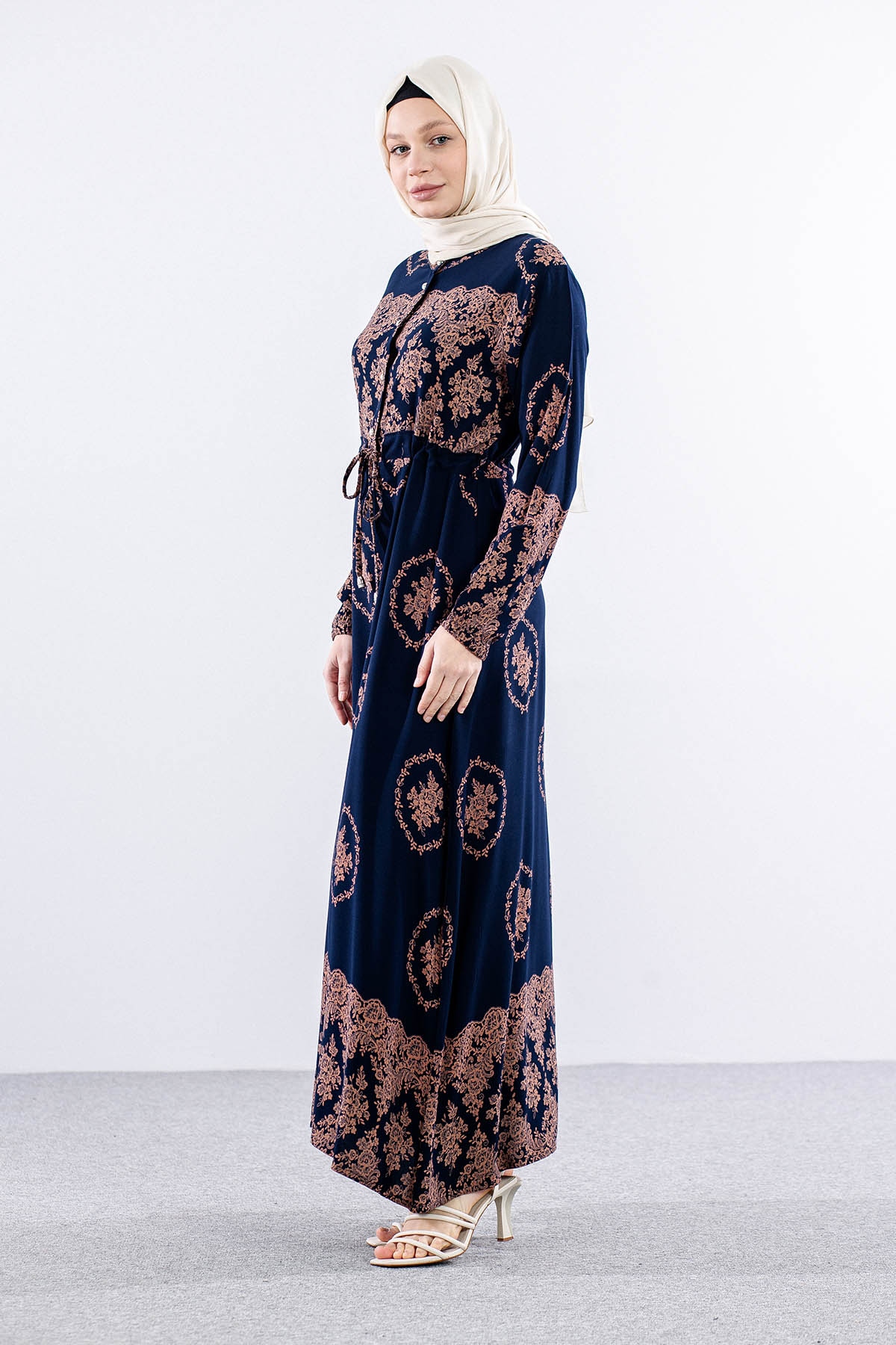 8441 Elbise 44-52 - Lacivert - 3