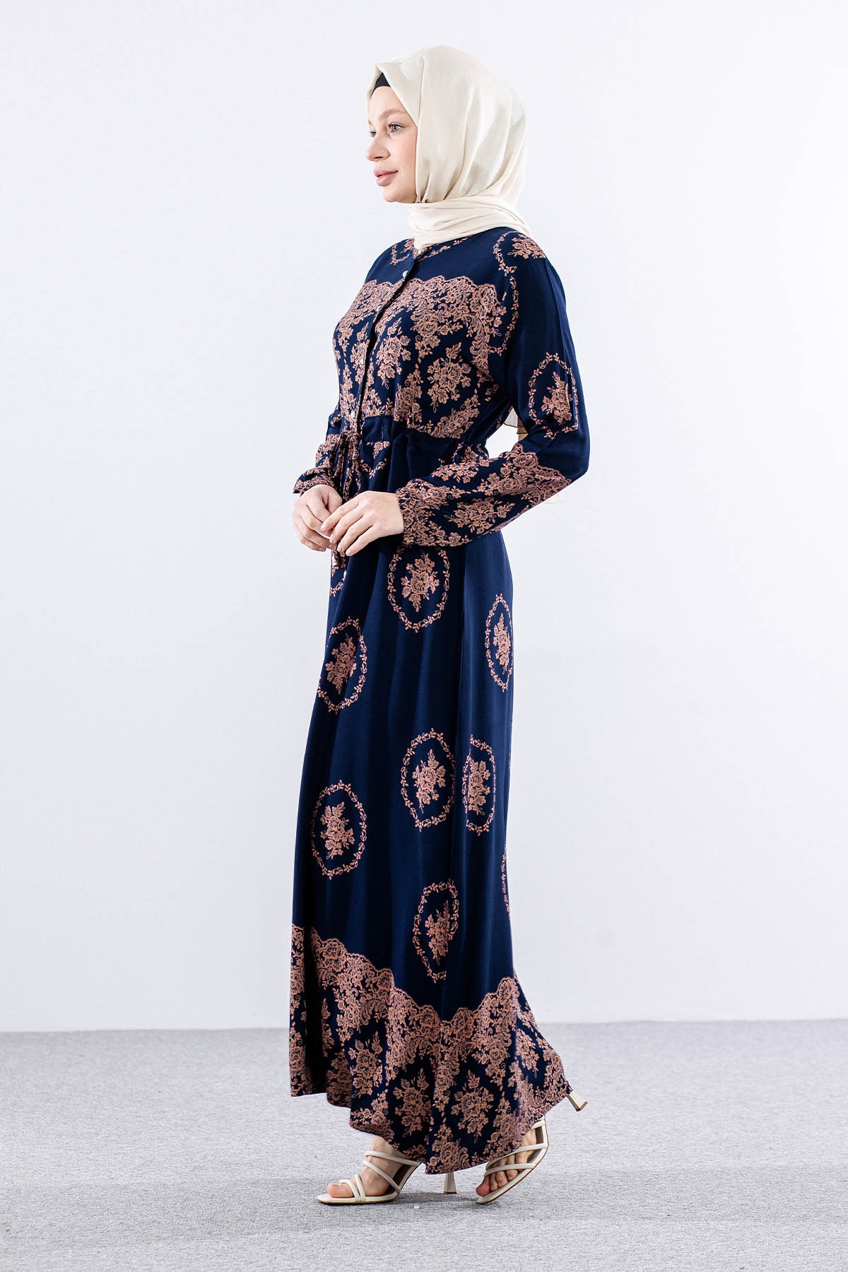 8441 Elbise 44-52 - Lacivert - 4