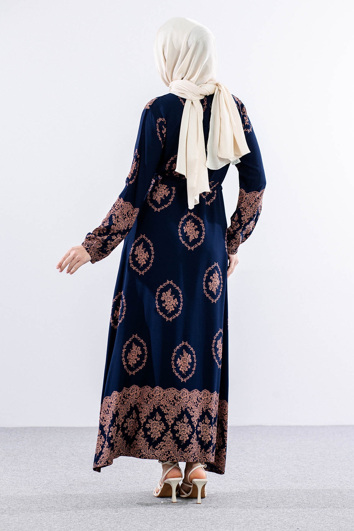 8441 Elbise 44-52 - Lacivert - 5