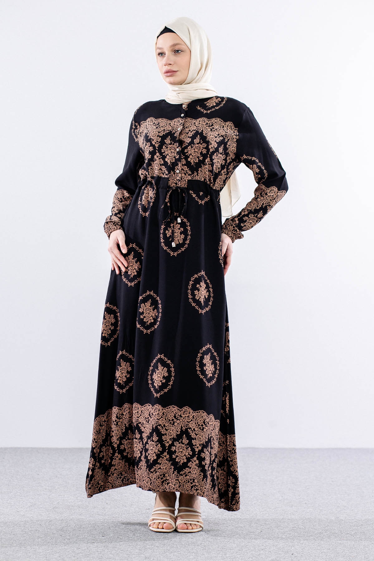 8441 Elbise 44-52 - Siyah - 1