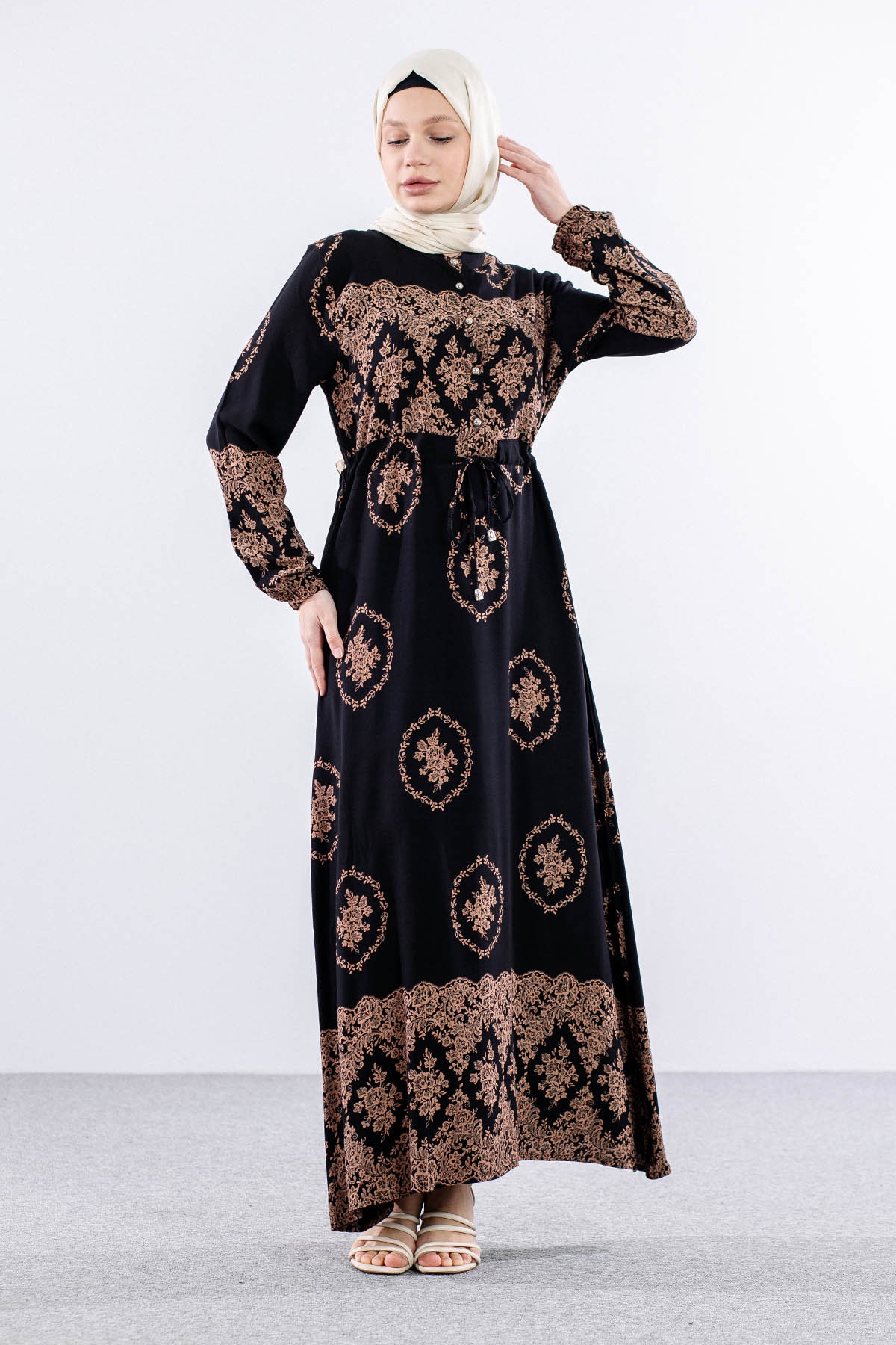 8441 Elbise 44-52 - Siyah - 2