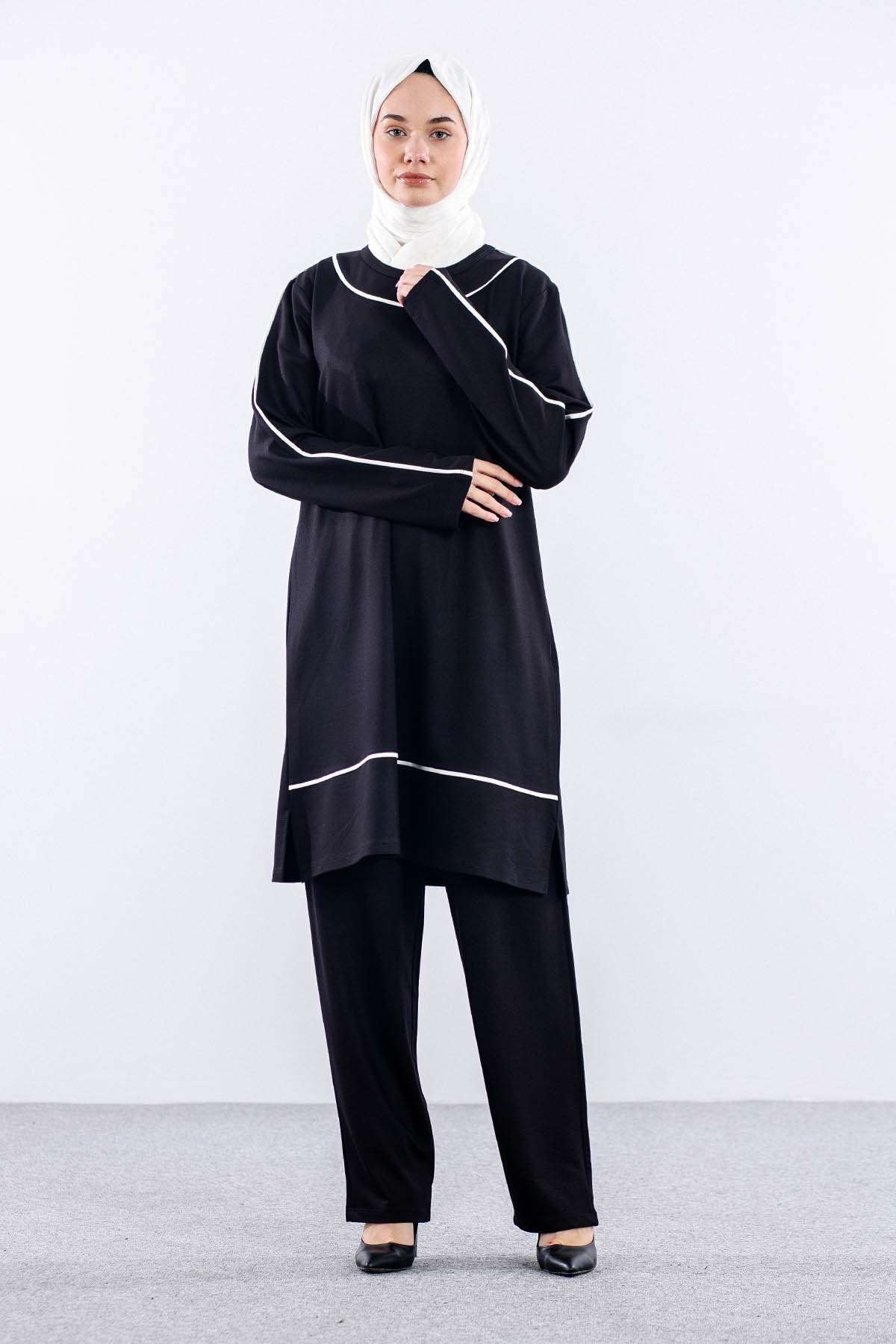 8453 Takim 44-50 Biye - Siyah_beyaz - 1