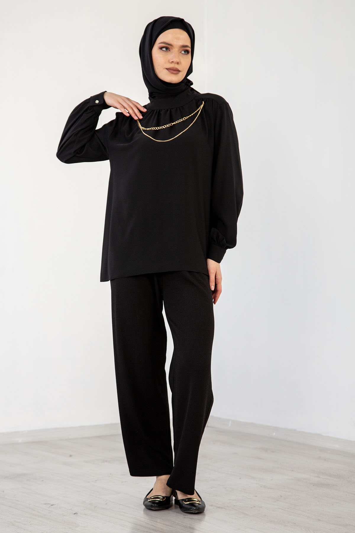 8471 Zincir Gömlek 36-42 - Siyah - 1