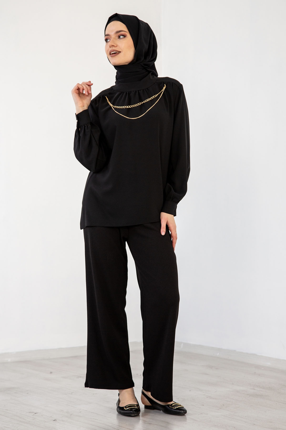 8471 Zincir Gömlek 36-42 - Siyah - 4