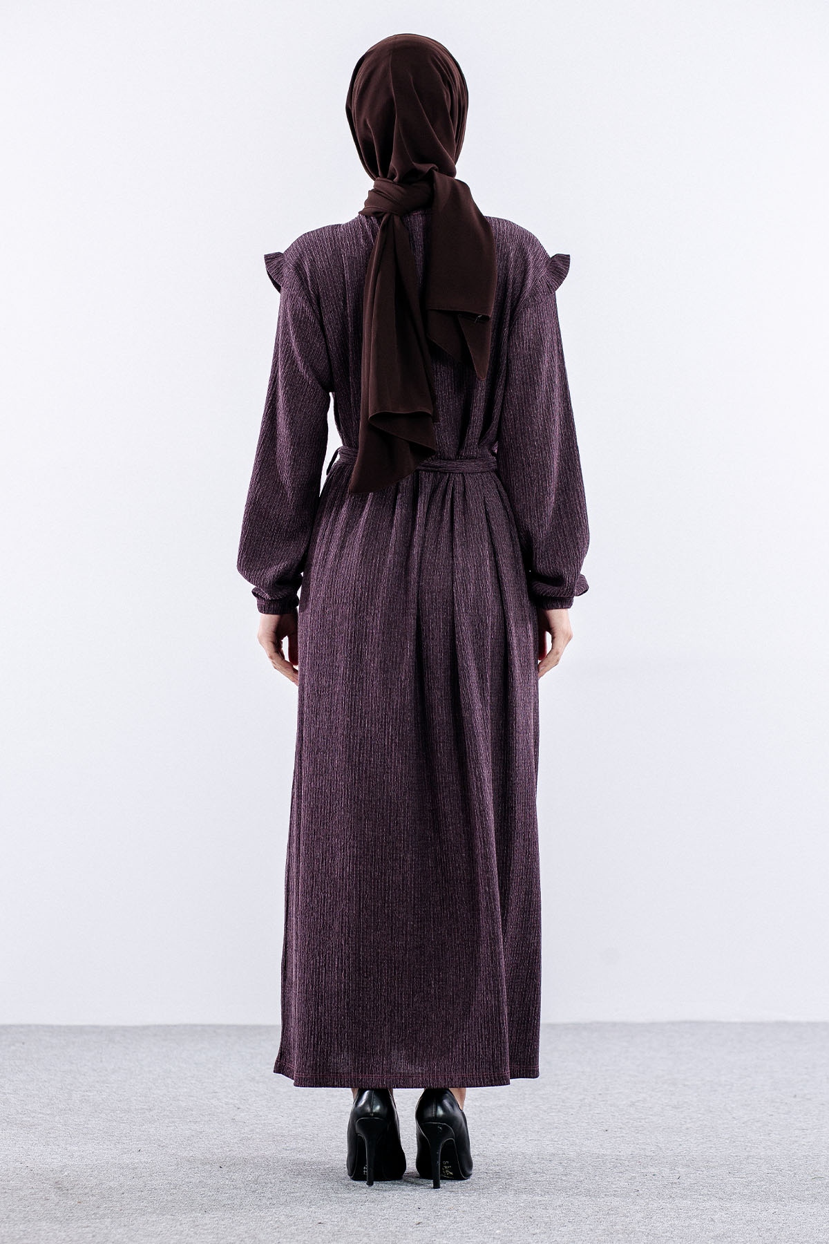 8487 Elbise 44-52 - Bordo - 4