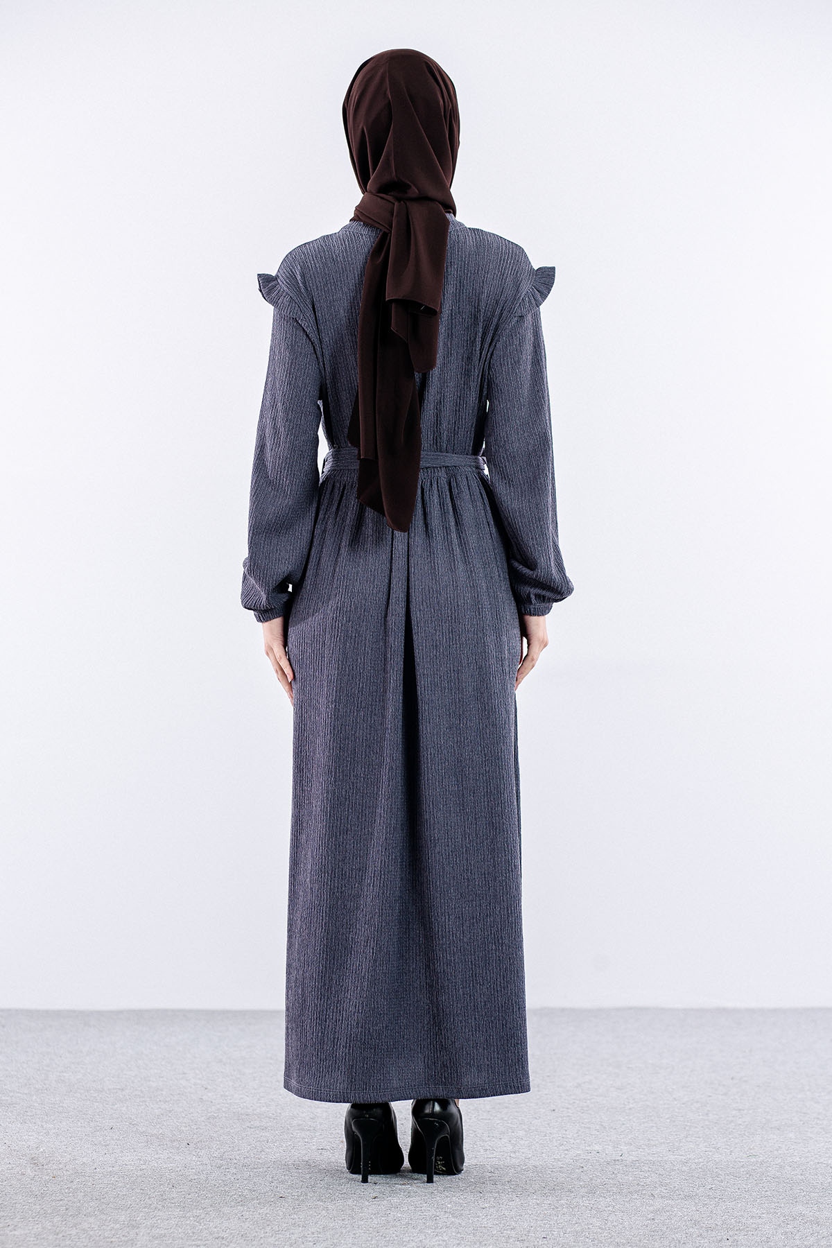 8487 Elbise 44-52 - Gri - 4