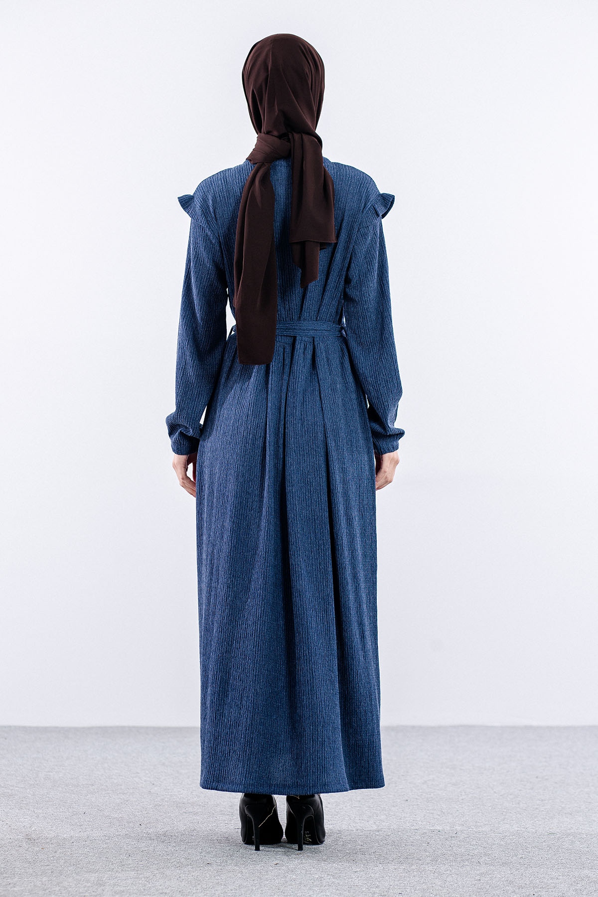 8487 Elbise 44-52 - Mavi - 4