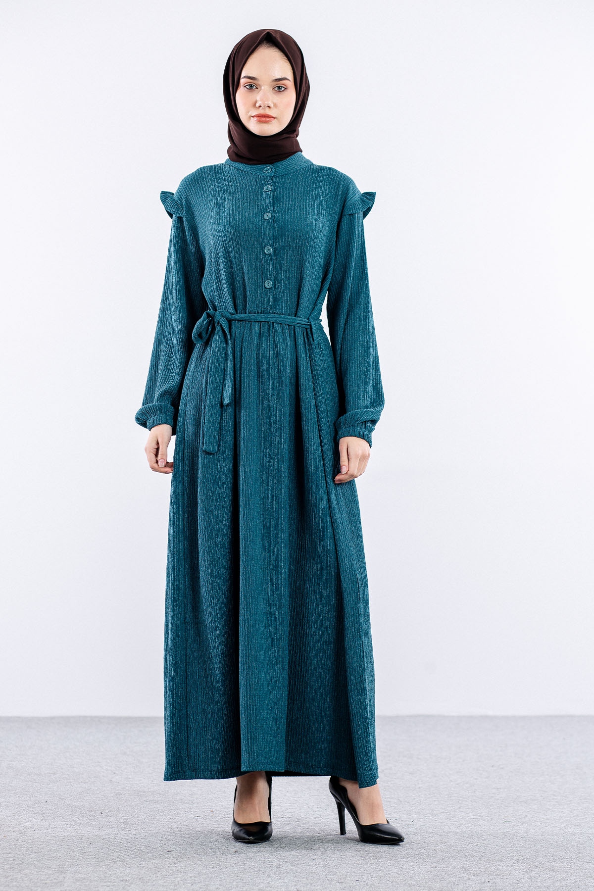 8487 Elbise 44-52 - Petrol - 1