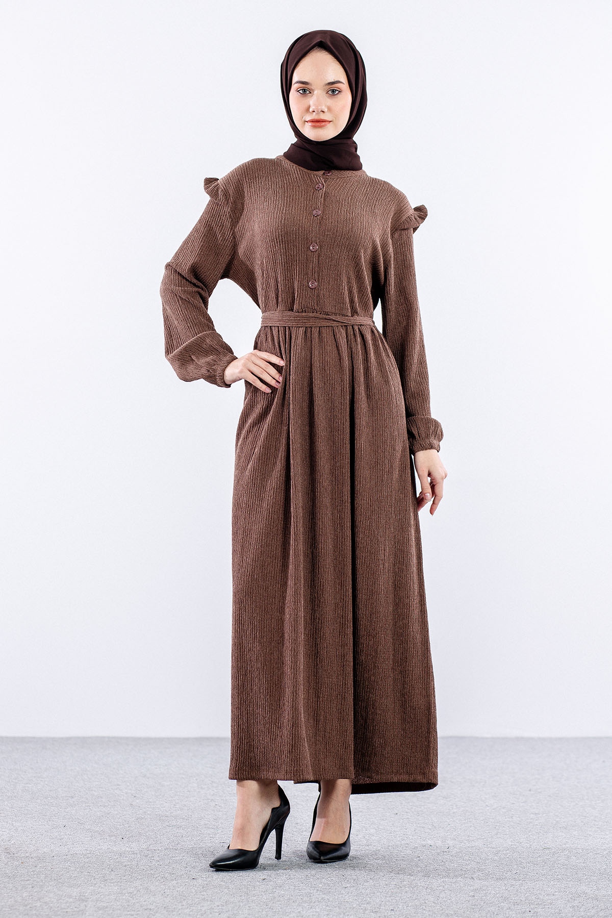 8487 Elbise 44-52 - S_kahve - 1