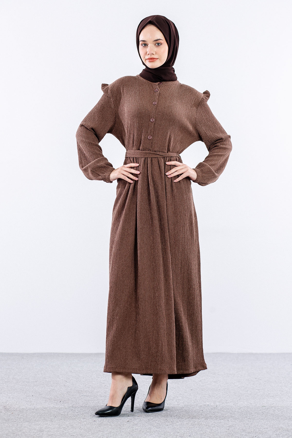 8487 Elbise 44-52 - S_kahve - 3