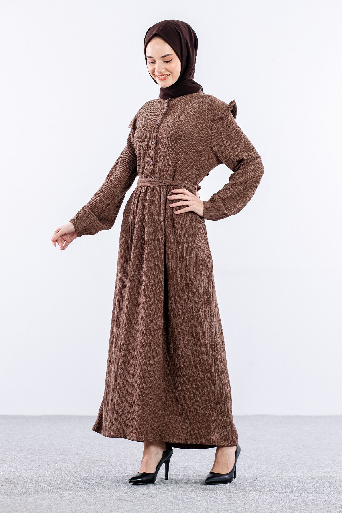 8487 Elbise 44-52 - S_kahve - 4