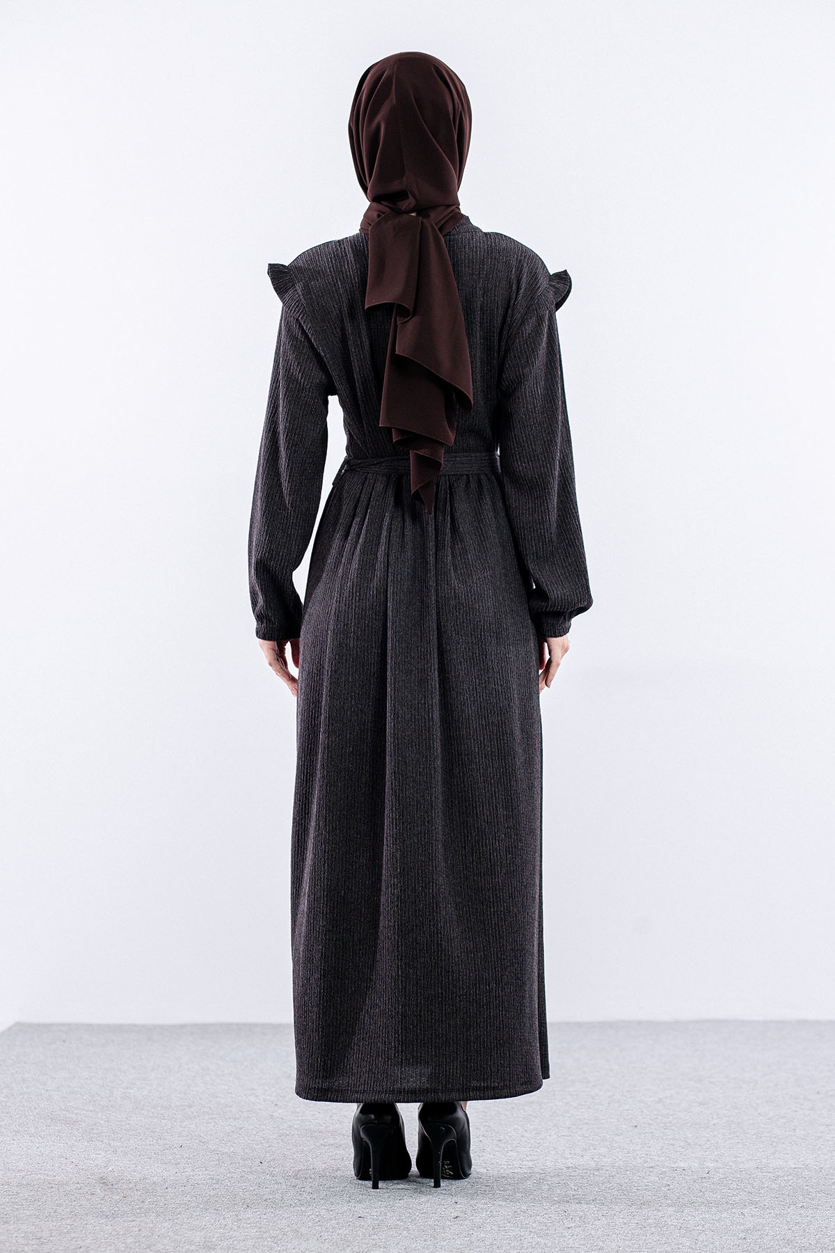 8487 Elbise 44-52 - Siyah - 5