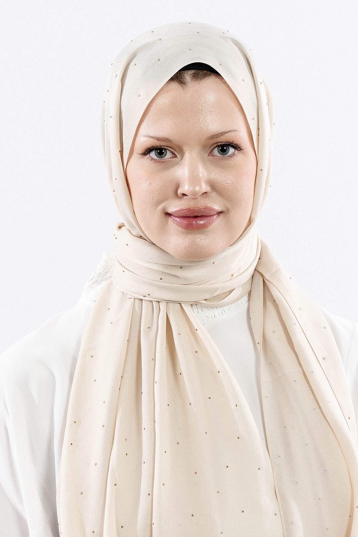 852 Taşli şik şal Prpl - Bej - 1