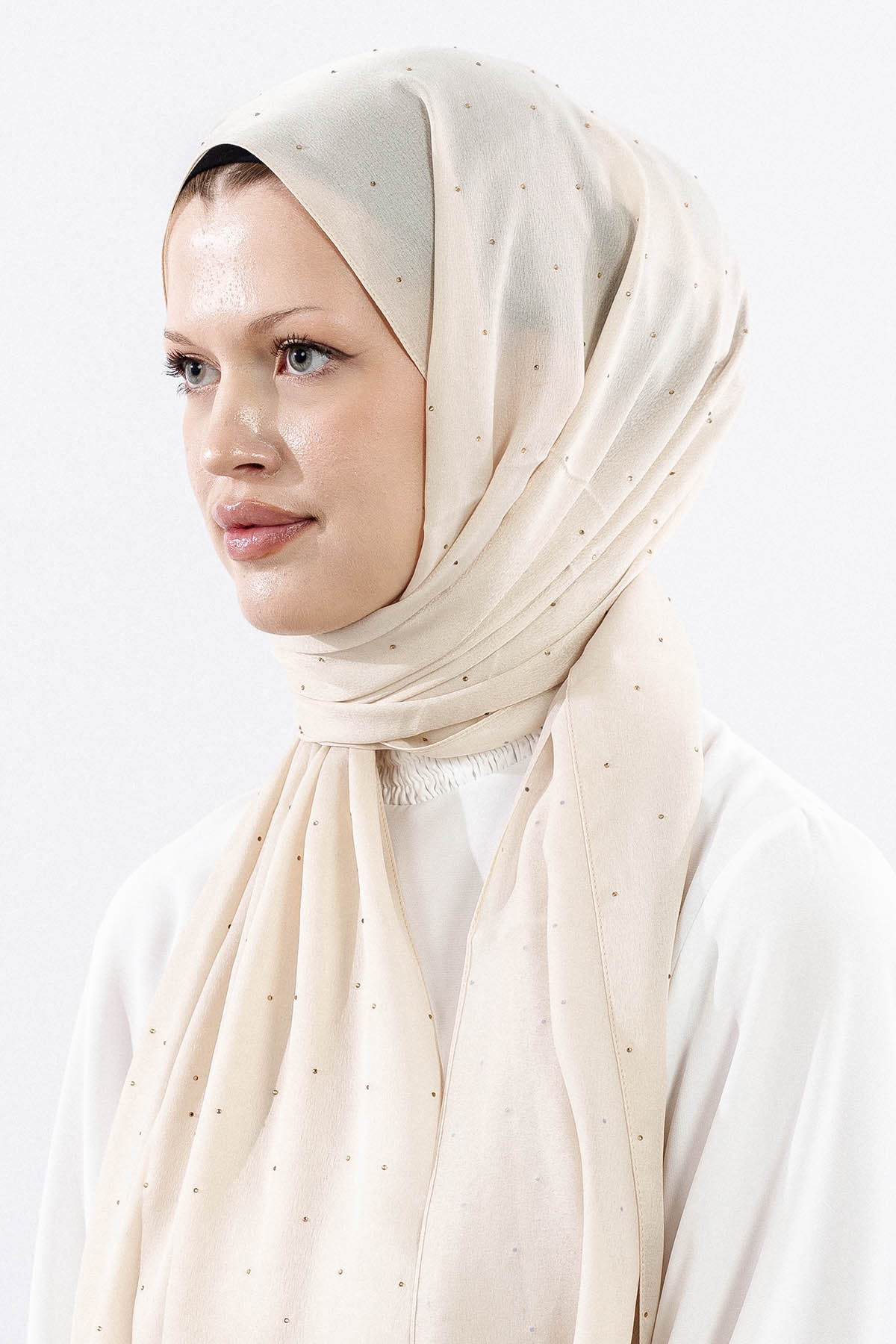 852 Taşli şik şal Prpl - Bej - 2