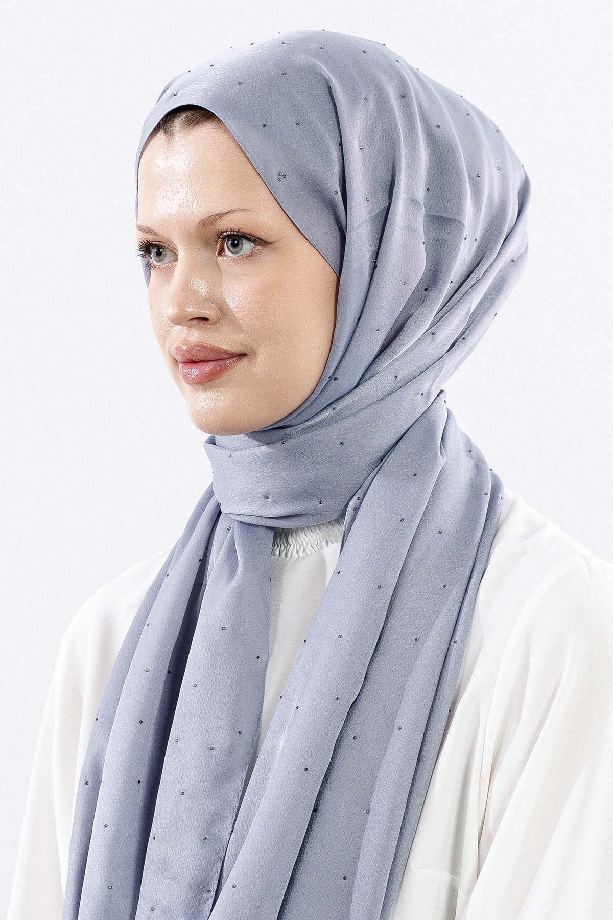 852 Taşli şik şal Prpl - Gumus - 2