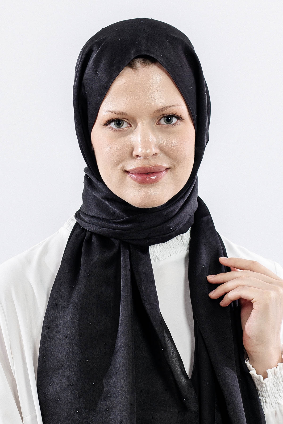 852 Taşli şik şal Prpl - Siyah - 1