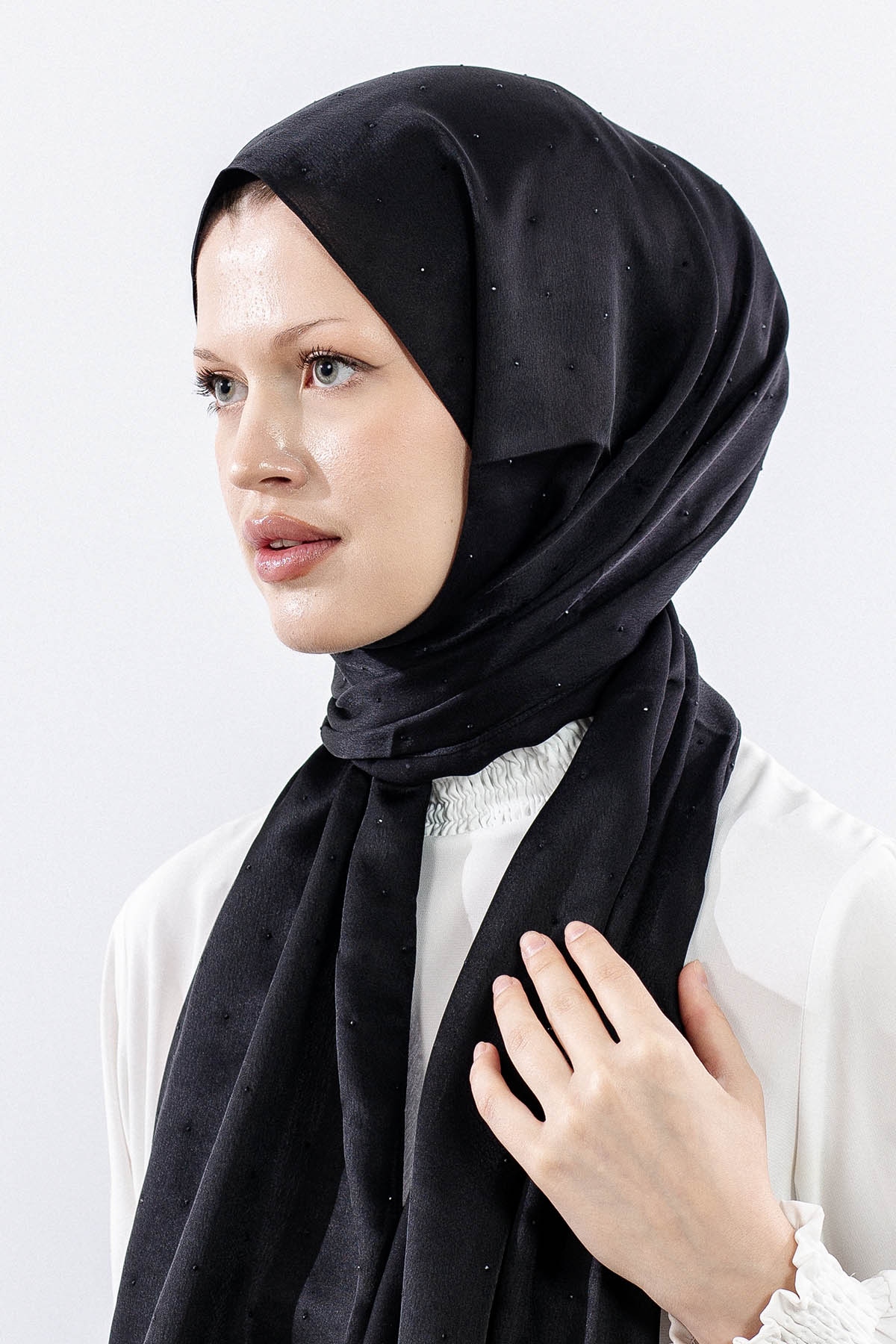 852 Taşli şik şal Prpl - Siyah - 2