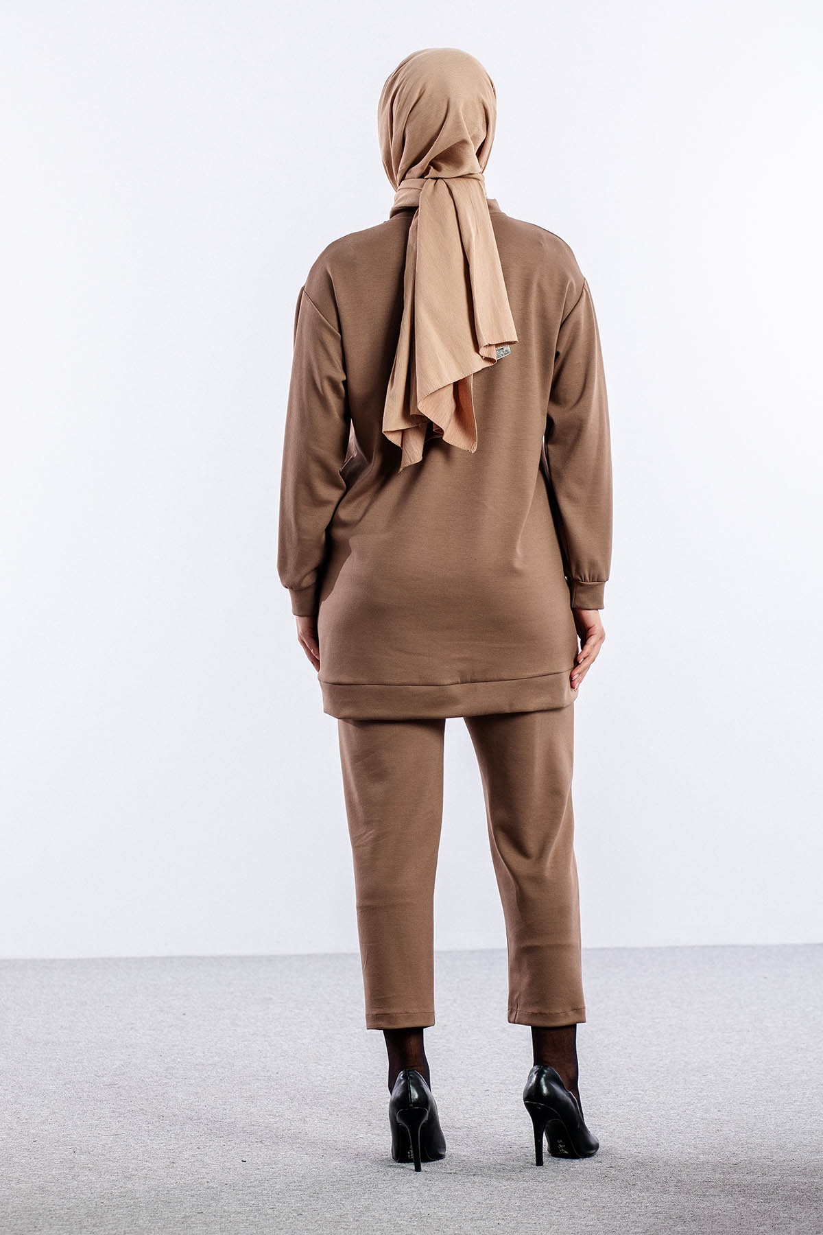 8660 Takim 38-46 Omuzda Gul Desen Tas - S_kahve - 4