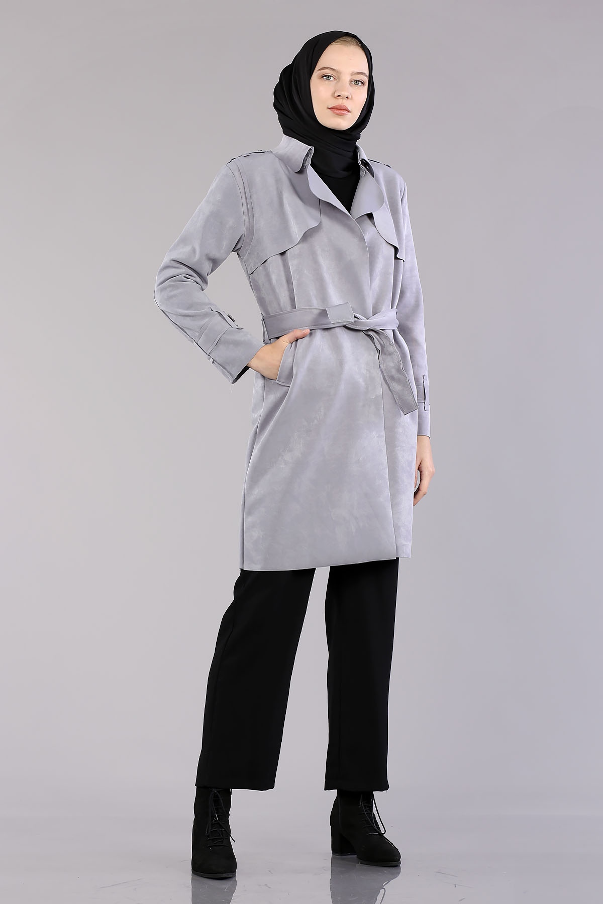 9007 Süet Kap 38-44 - Gri - 2