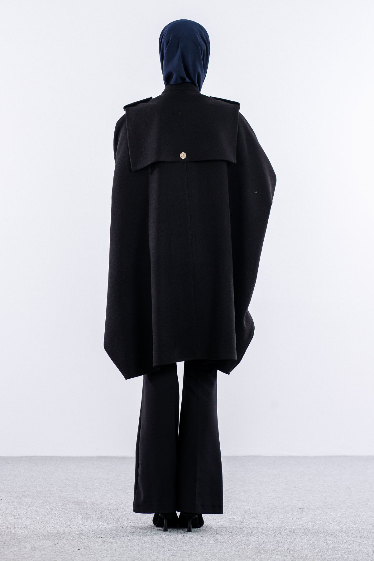 9059 Kaşe Pelerin Tek - Siyah - 5