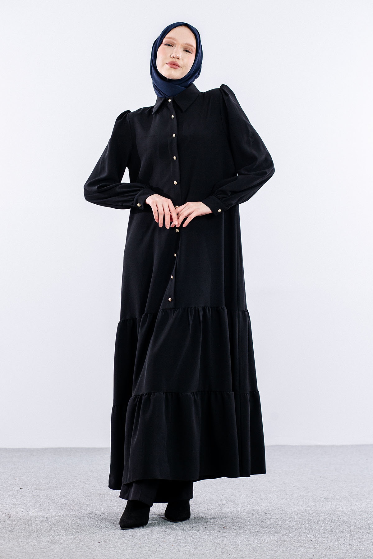 9078 Elbise 38-46 Bzg - Siyah - 1