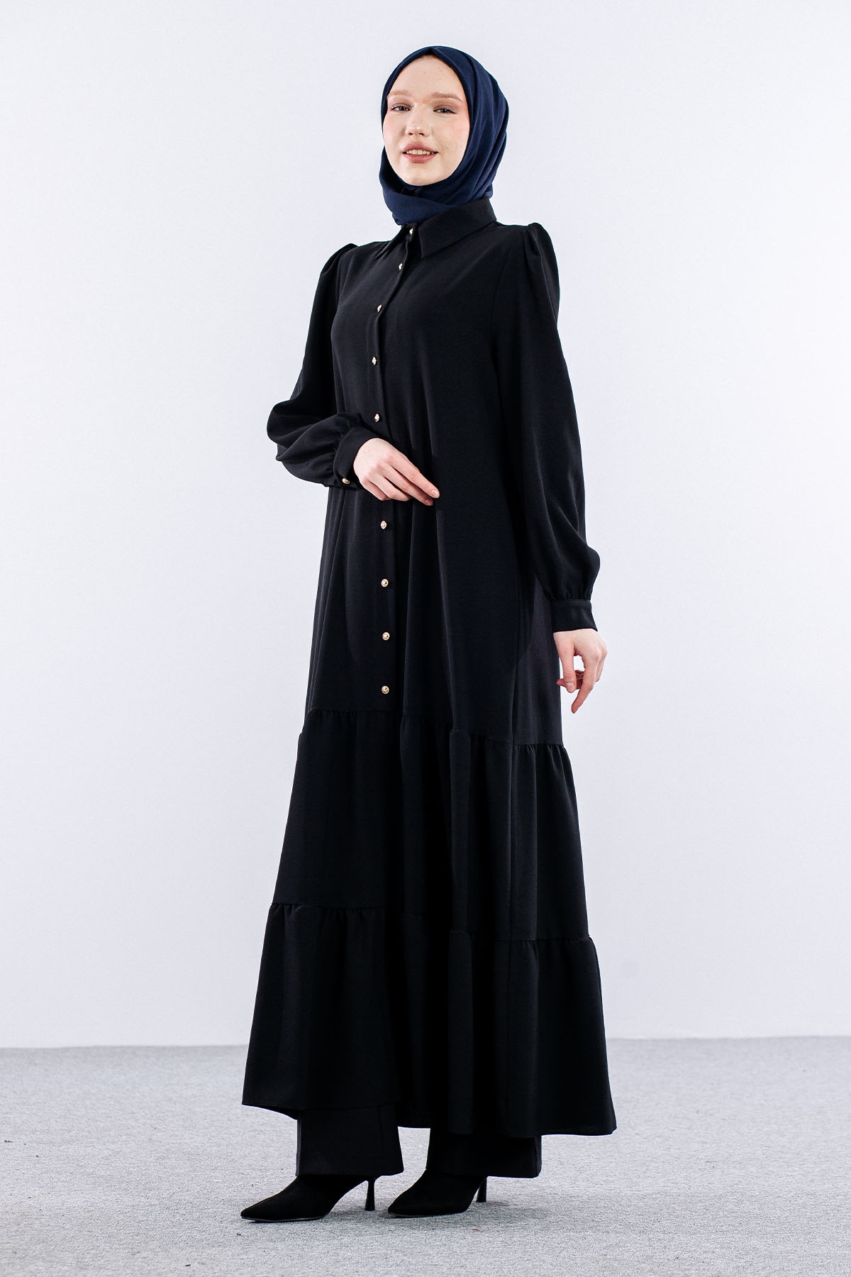 9078 Elbise 38-46 Bzg - Siyah - 3