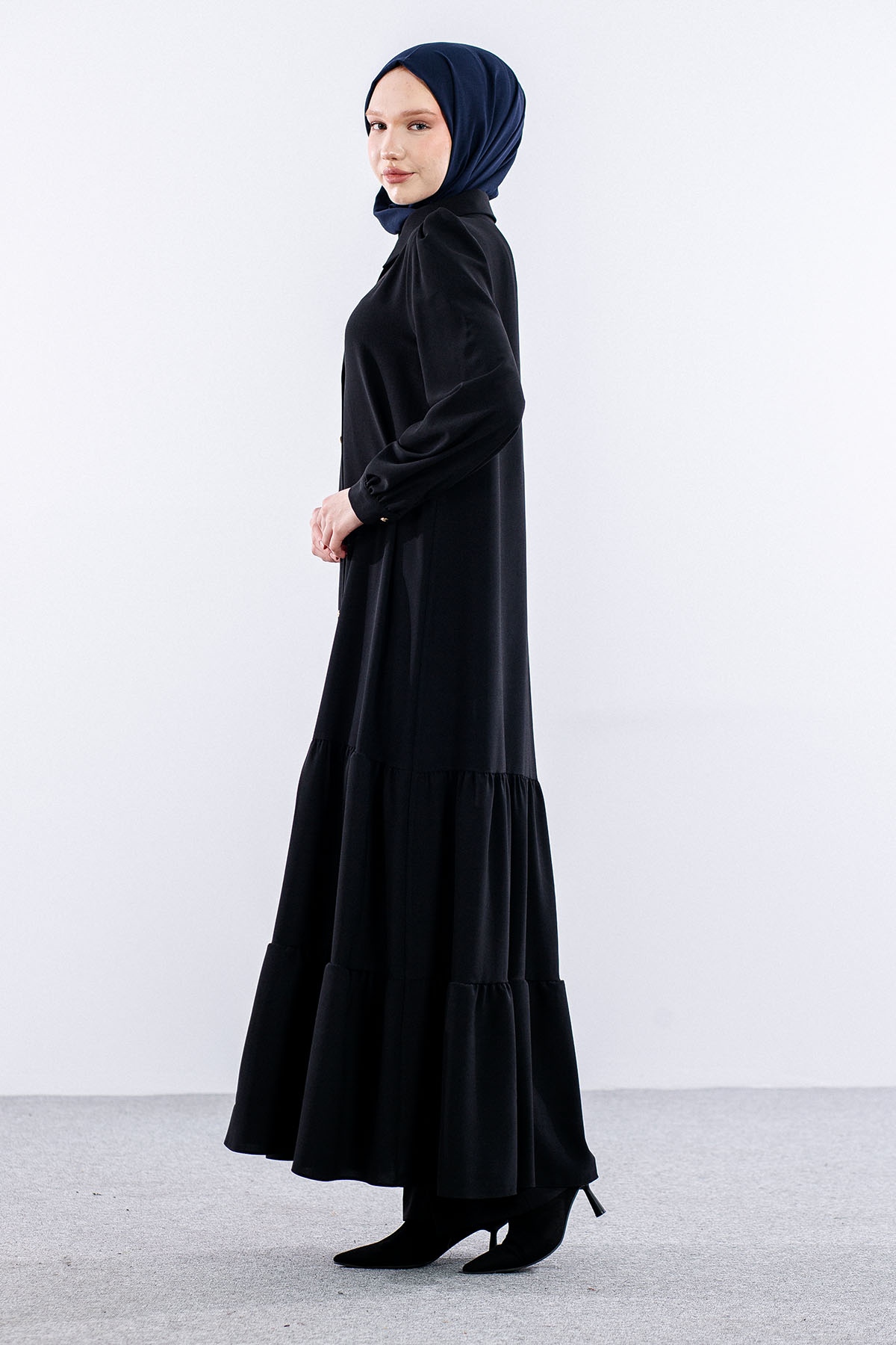 9078 Elbise 38-46 Bzg - Siyah - 4