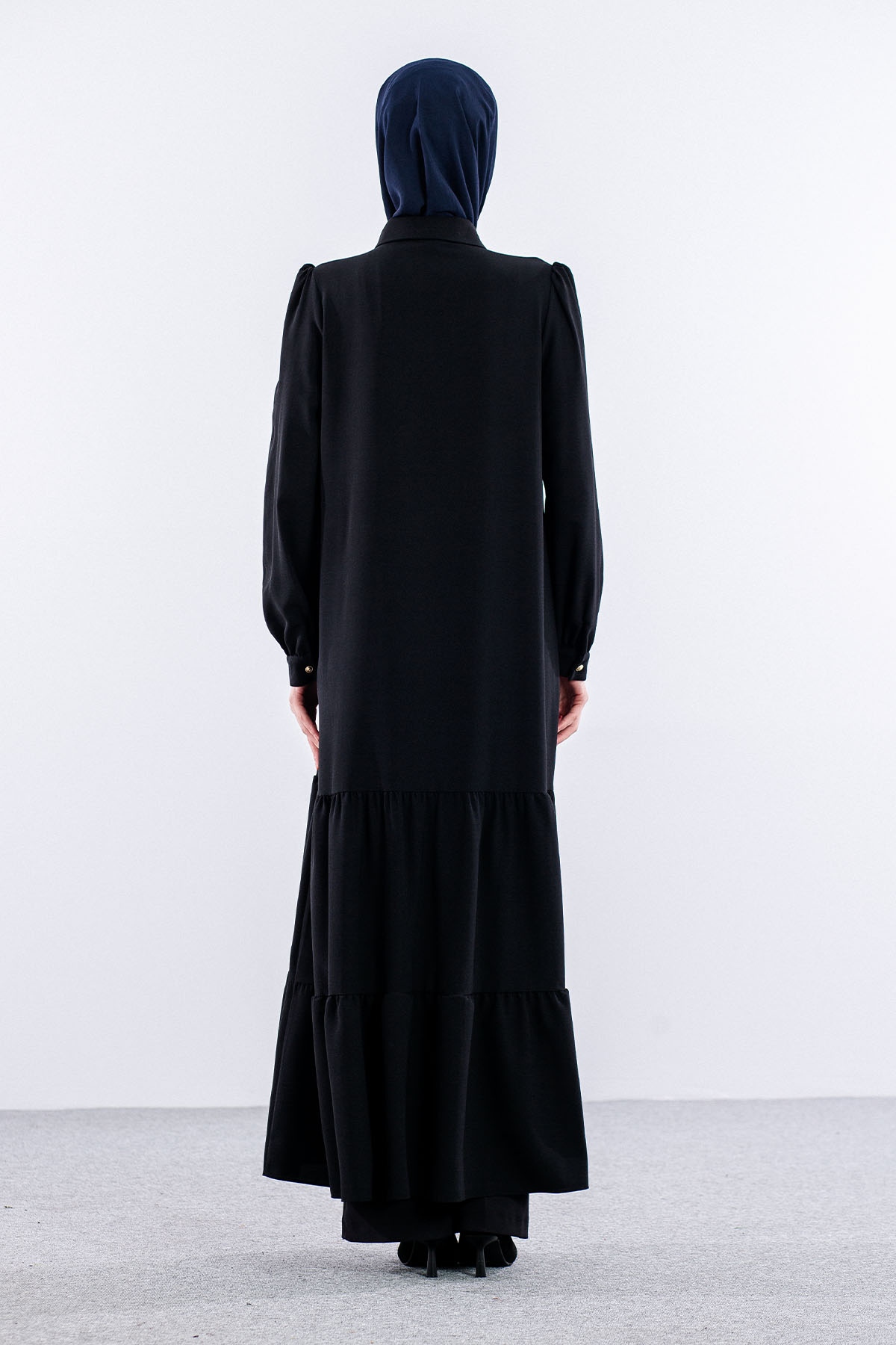 9078 Elbise 38-46 Bzg - Siyah - 5