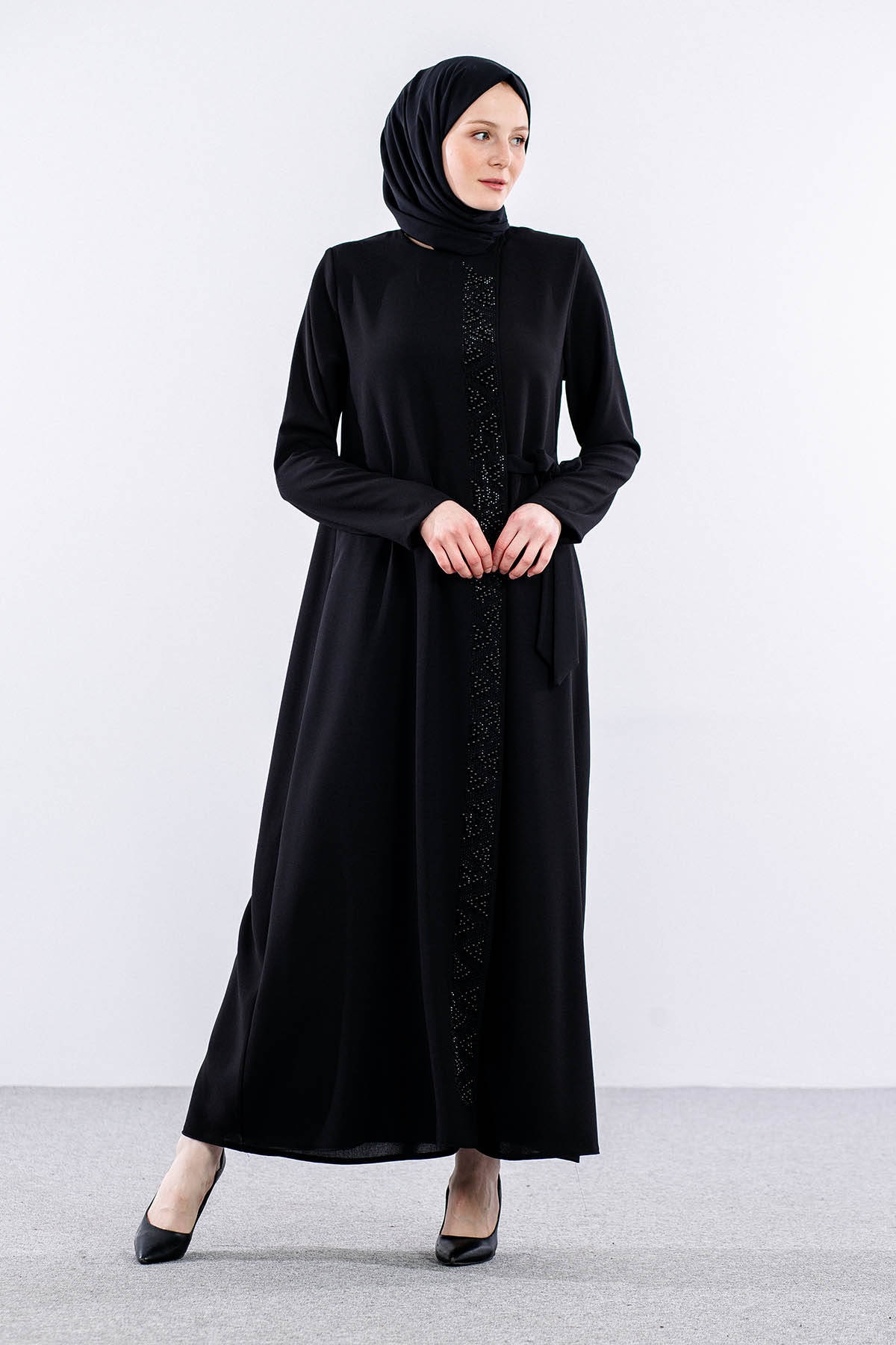 9086 şik Ferace 42-52 - Siyah - 1