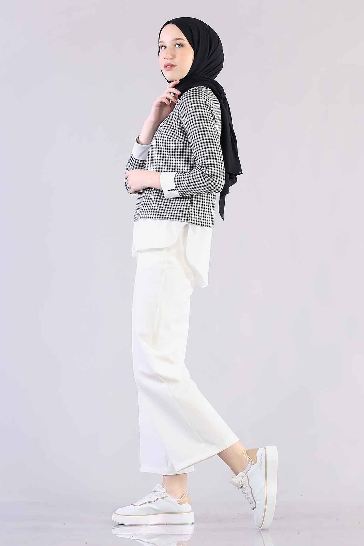 9113 Gömlekli Bluz 38-44 - Siyah_beyaz - 3