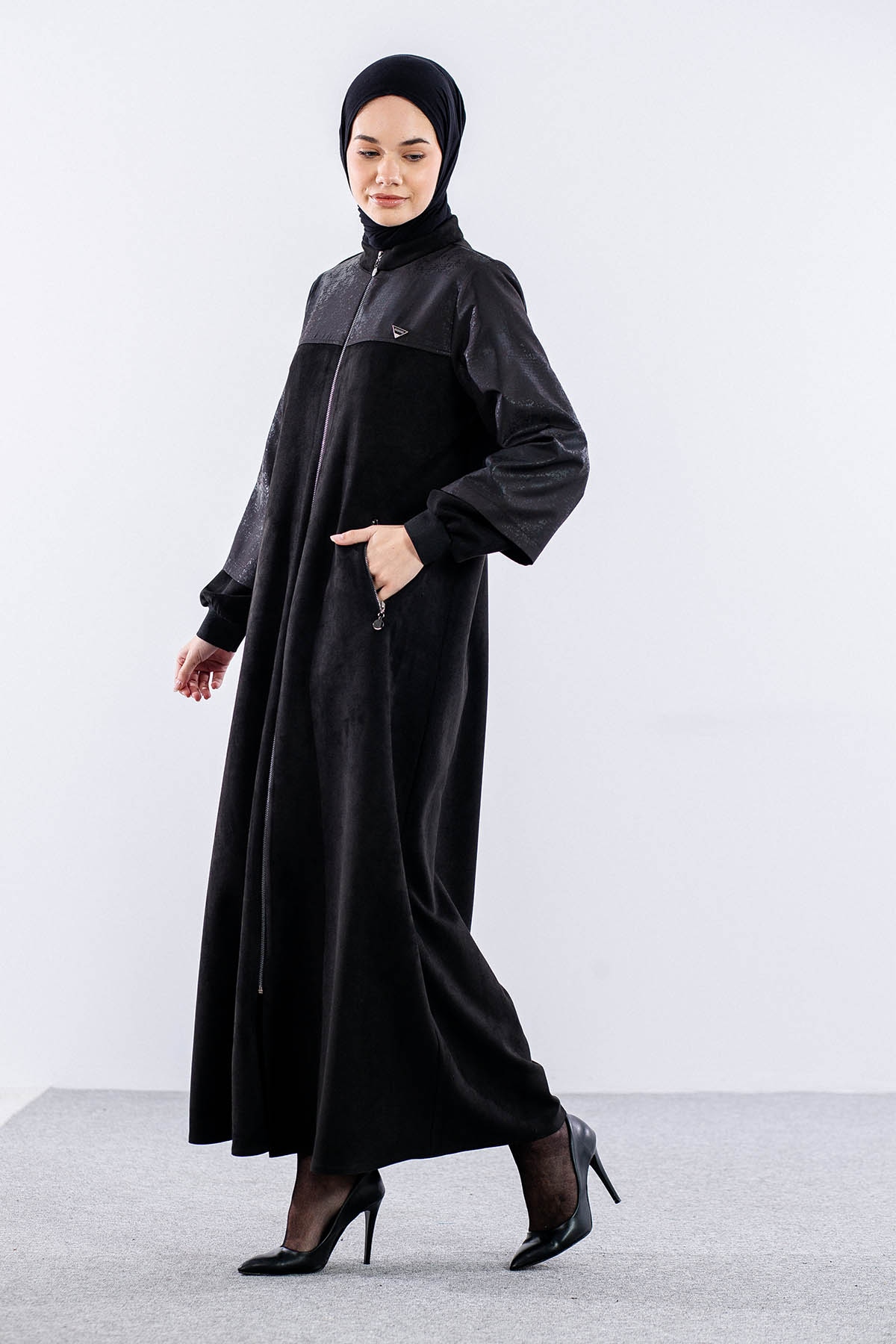 9129 Süet Ferace 38-48 - Siyah - 1