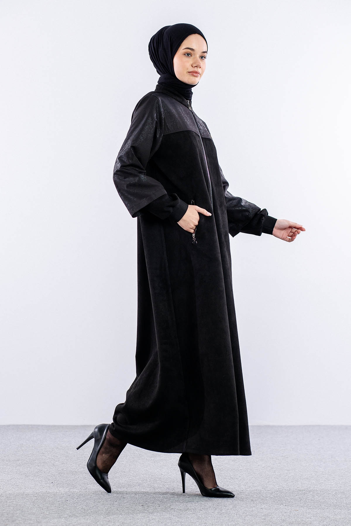 9129 Süet Ferace 38-48 - Siyah - 3