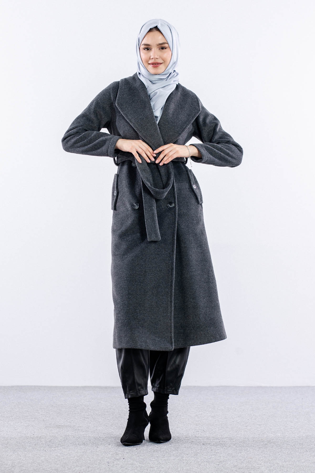 9144 Kaşe Kaban 36-48 - Antrasit - 1