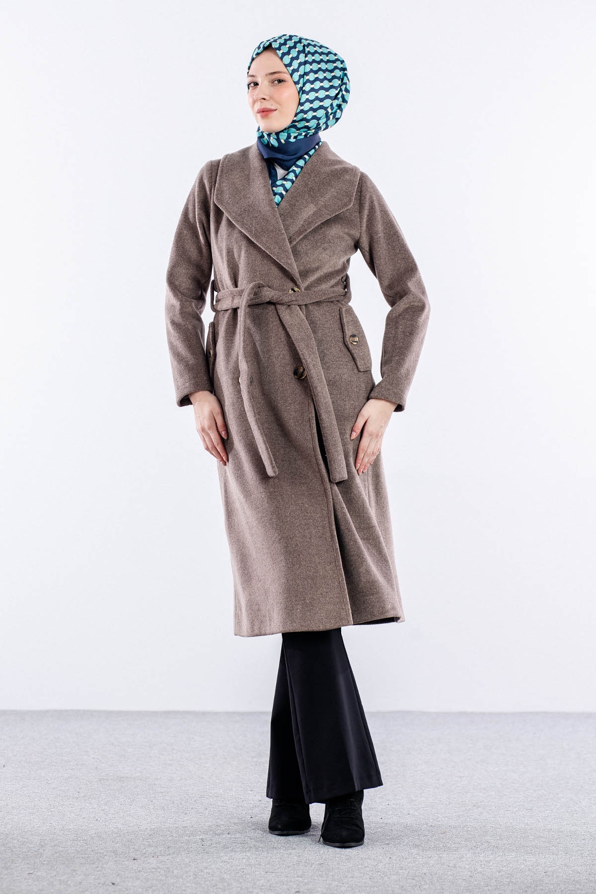 9144 Kaşe Kaban 36-48 - Kahve - 1