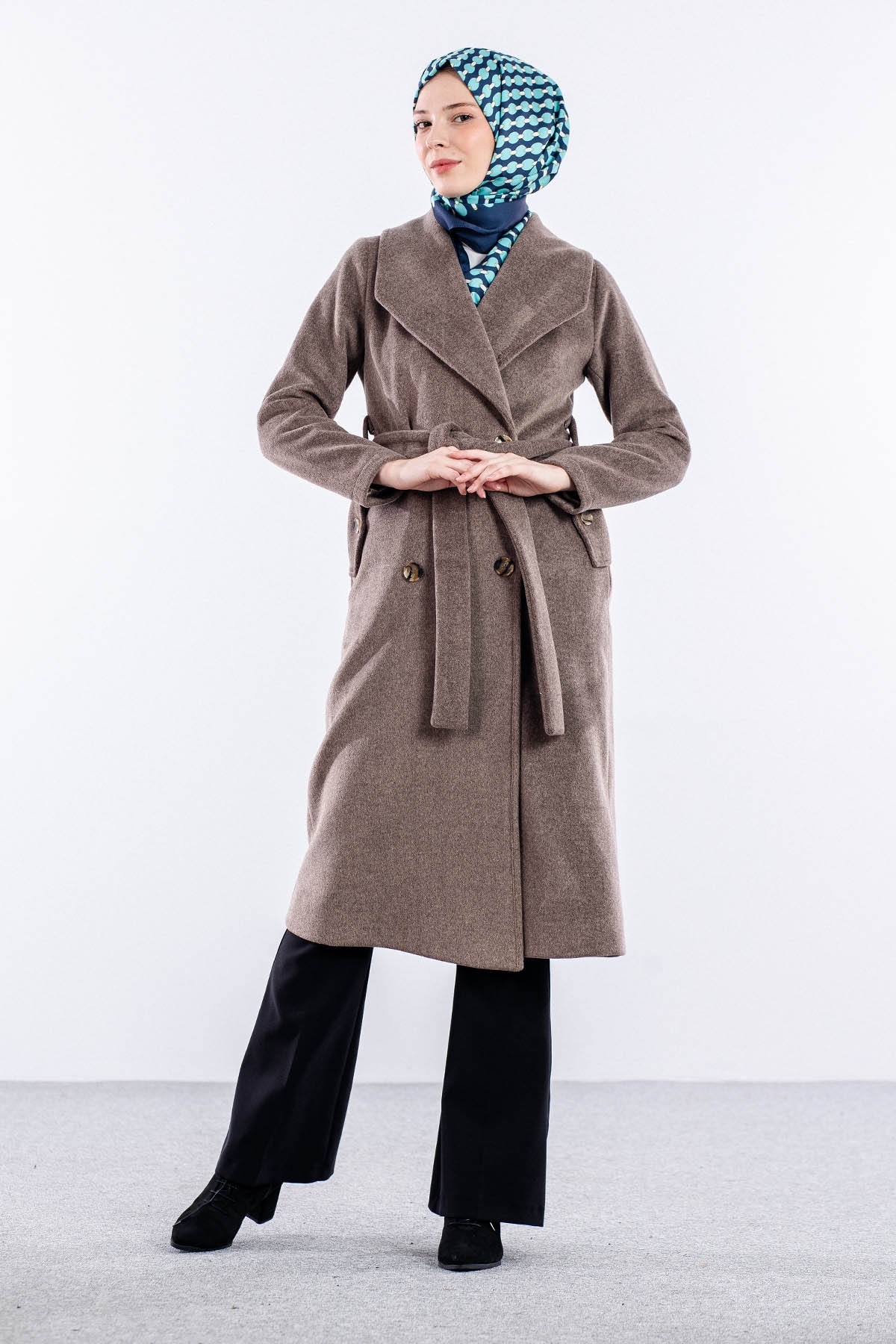 9144 Kaşe Kaban 36-48 - Kahve - 2