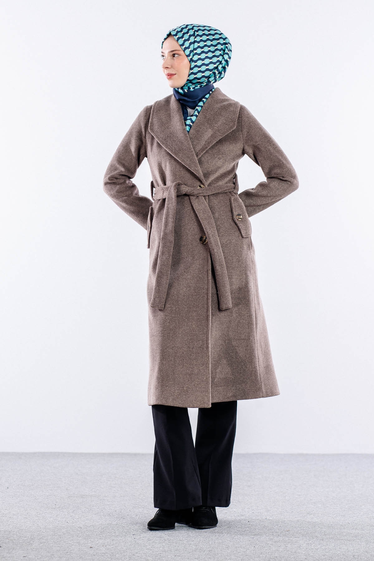 9144 Kaşe Kaban 36-48 - Kahve - 3